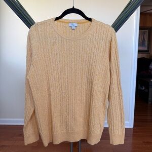 Kim Rogers NWT Sweater Womens Size Large Yellow Cable Knit Long Sleeves Cotton